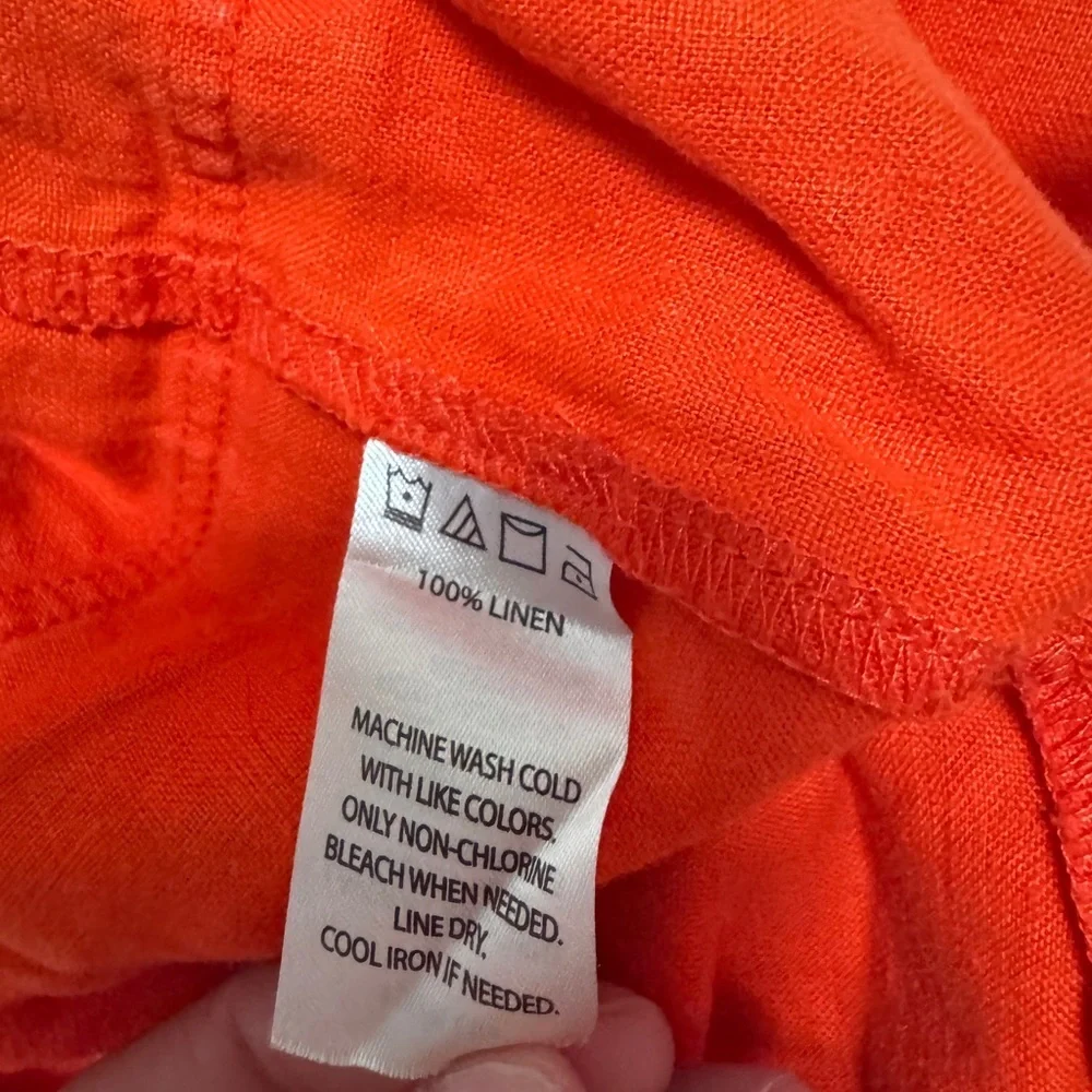 Saks Fifth Avenue Linen Orange Shorts In Size SMALL - Picture 4 of 6